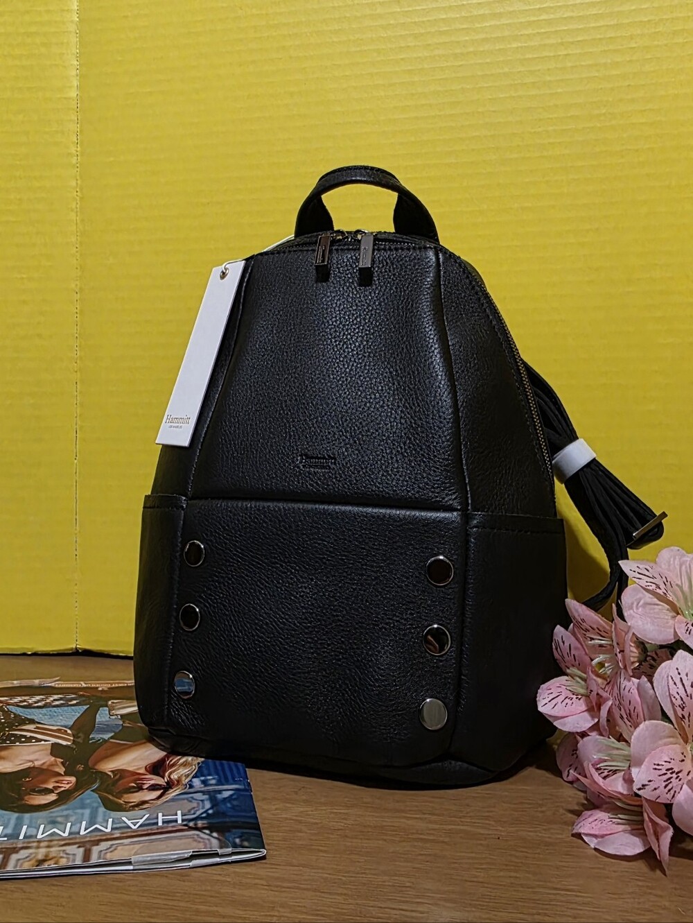 Hammitt Black Pebbled Leather MD Backpack - Picture 3 of 8